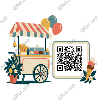Ice-Cream Cart artwork with a customizable QR code area