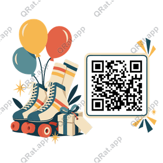 Roller-Skate Party artwork with a customizable QR code area