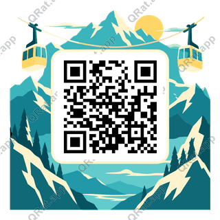 Alpine Cable-Car Travel Frame artwork with a customizable QR code area