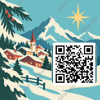 Alpine Christmas Village Poster artwork with a customizable QR code area
