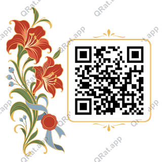 Nouveau Amaryllis & Wax Seal Cluster artwork with a customizable QR code area