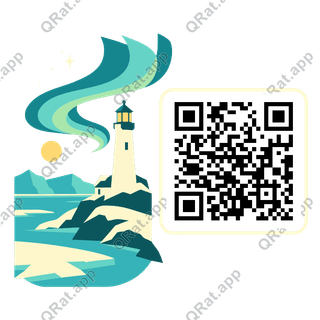 Aurora Lighthouse Travel Cluster artwork with a customizable QR code area