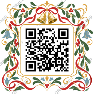 Nouveau Mistletoe Bell Frame artwork with a customizable QR code area