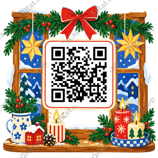 Candle Window Frame artwork with a customizable QR code area