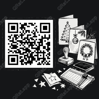 Holiday Card-Making Cluster artwork with a customizable QR code area