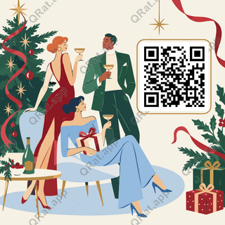 Christmas Cocktail Party artwork with a customizable QR code area