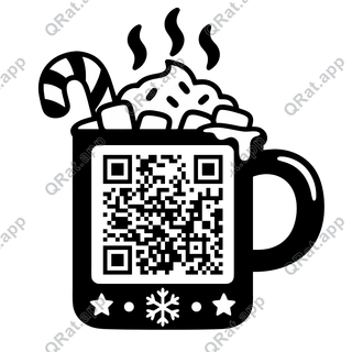 Cocoa Mug artwork with a customizable QR code area