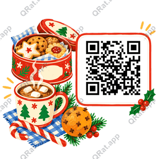 Christmas Cookie Tin and Cocoa artwork with a customizable QR code area