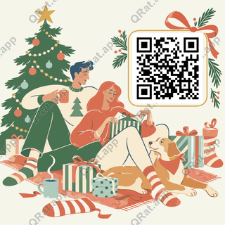 Cozy Christmas Morning artwork with a customizable QR code area