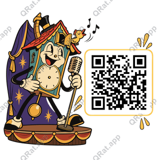 Cuckoo Clock Crooner artwork with a customizable QR code area
