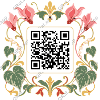 Nouveau Cyclamen Pearl Frame artwork with a customizable QR code area