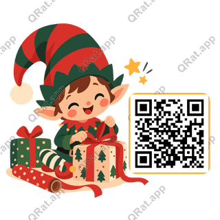 Christmas Elf artwork with a customizable QR code area