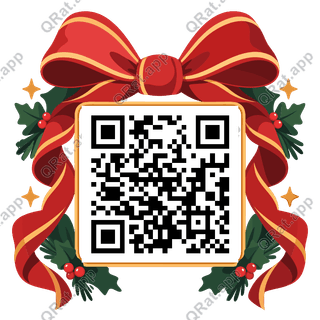 Gift Bow Frame artwork with a customizable QR code area