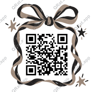Gift Bow Folk-Sketch Frame artwork with a customizable QR code area