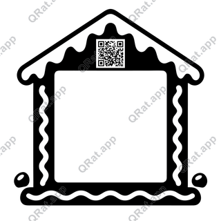Gingerbread House artwork with a customizable QR code area