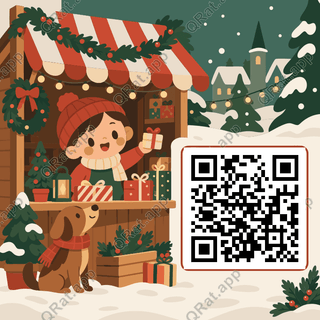 Christmas Market Stall artwork with a customizable QR code area