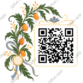 Nouveau Kumquat & Cedar Cluster artwork with a customizable QR code area