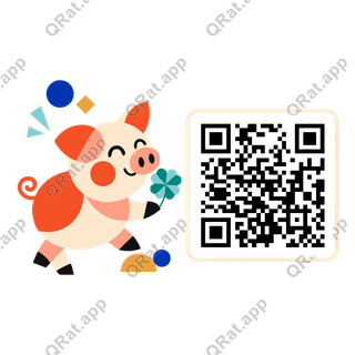 Marzipan Pig Cluster artwork with a customizable QR code area