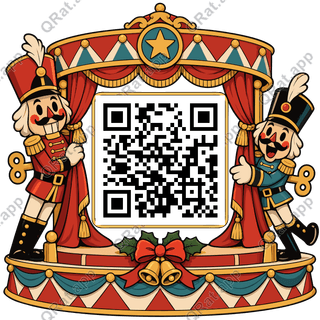 Nutcracker Toy Theater artwork with a customizable QR code area