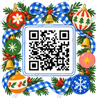 Painted Ornament Garland artwork with a customizable QR code area