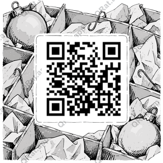 Ornament Storage Tray Frame artwork with a customizable QR code area