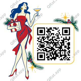 Christmas Party Hostess artwork with a customizable QR code area