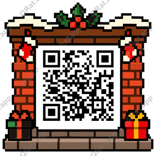 Fireplace Mantel artwork with a customizable QR code area