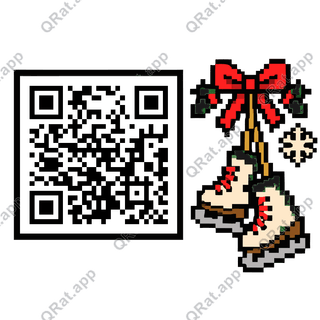 Hanging Ice Skates artwork with a customizable QR code area