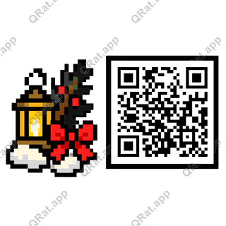 Lantern And Evergreen artwork with a customizable QR code area