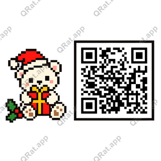 Polar Bear With Gift artwork with a customizable QR code area