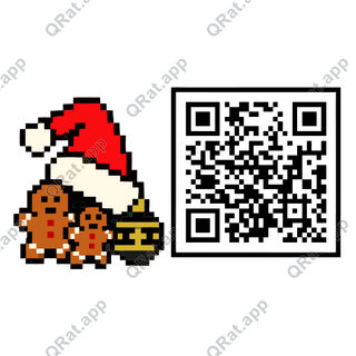 Santa Hat And Cookies artwork with a customizable QR code area