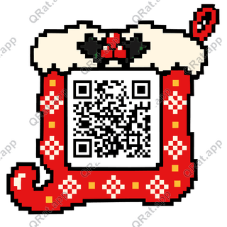Christmas Stocking artwork with a customizable QR code area