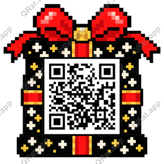 Wrapped Gift artwork with a customizable QR code area
