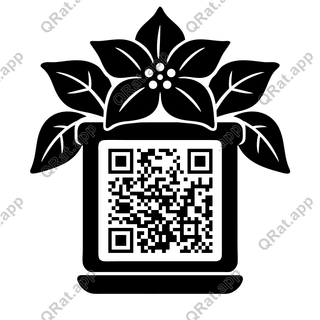 Poinsettia Pot artwork with a customizable QR code area