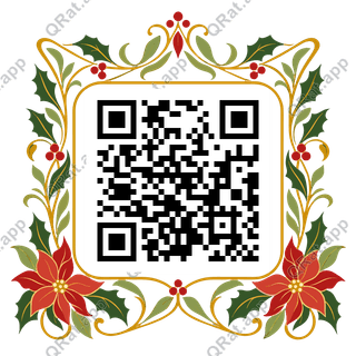 Nouveau Poinsettia Whiplash Frame artwork with a customizable QR code area
