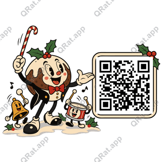 Christmas Pudding Bandleader artwork with a customizable QR code area