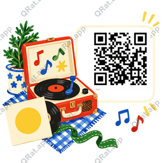 Holiday Record Player artwork with a customizable QR code area