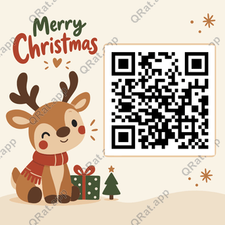 Reindeer Christmas Card artwork with a customizable QR code area