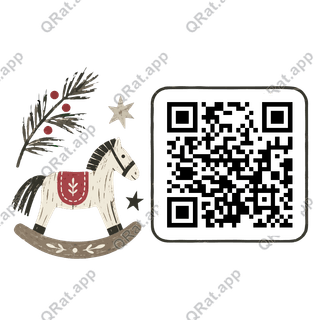 Rocking Horse Folk-Sketch Cluster artwork with a customizable QR code area