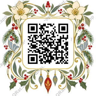 Nouveau Christmas Rose Frame artwork with a customizable QR code area