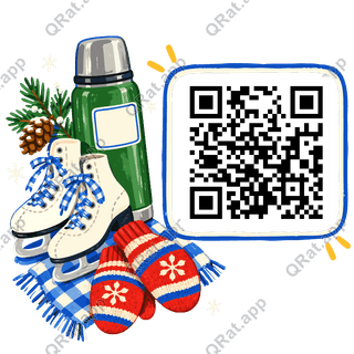 Skates and Mittens artwork with a customizable QR code area