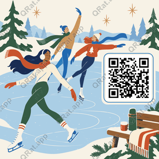 Winter Skating Party artwork with a customizable QR code area