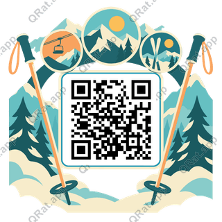 Ski Pole Badge Travel Frame artwork with a customizable QR code area