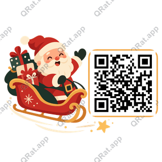 Santa Sleigh artwork with a customizable QR code area