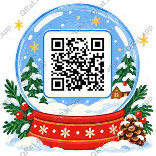 Snow Globe Frame artwork with a customizable QR code area