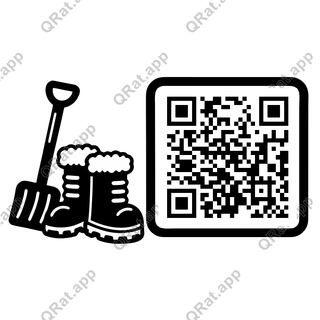 Snow Shovel Boots artwork with a customizable QR code area