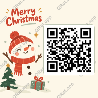 Snowman Christmas Card artwork with a customizable QR code area