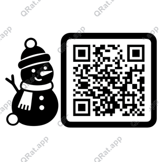 Snowman Scarf artwork with a customizable QR code area