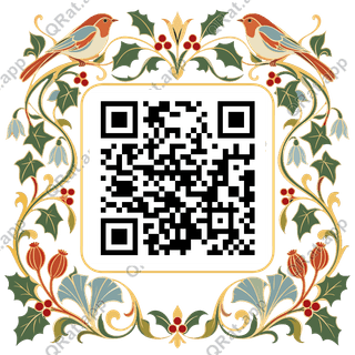 Nouveau Winter Songbird & Ivy Frame artwork with a customizable QR code area