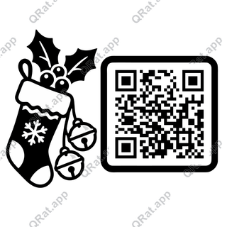 Stocking Bells artwork with a customizable QR code area